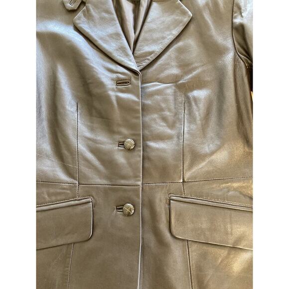 Women's Misses Croft and Barrow Brown Lambskin Leather Jacket Coat Small NWT - Picture 2 of 12